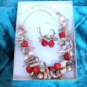 New Without Tags Grace's Original Handmade Silver Necklace And Earring Set